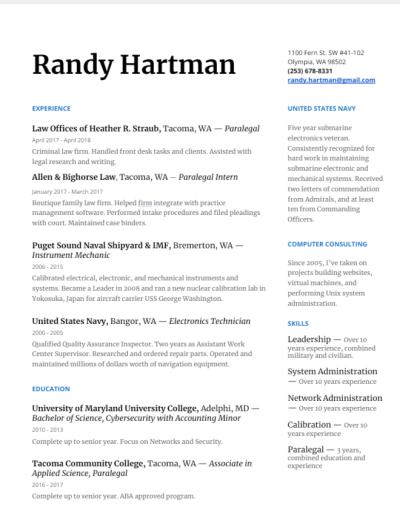 randy all Hartman's resume